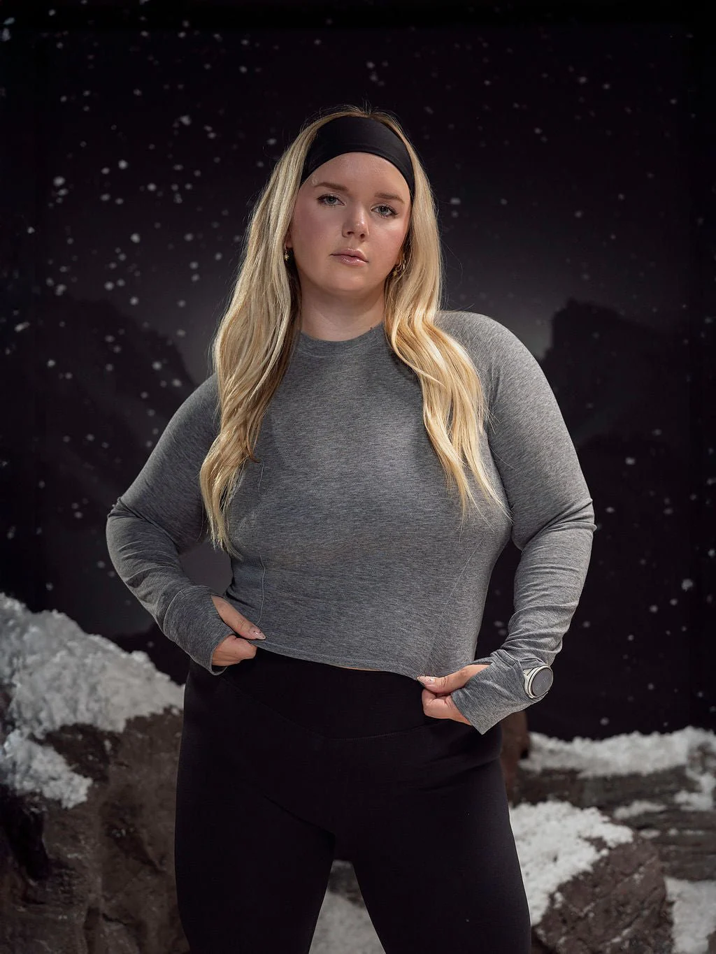 Base Layer Long Sleeve Waist Top - Heather Grey