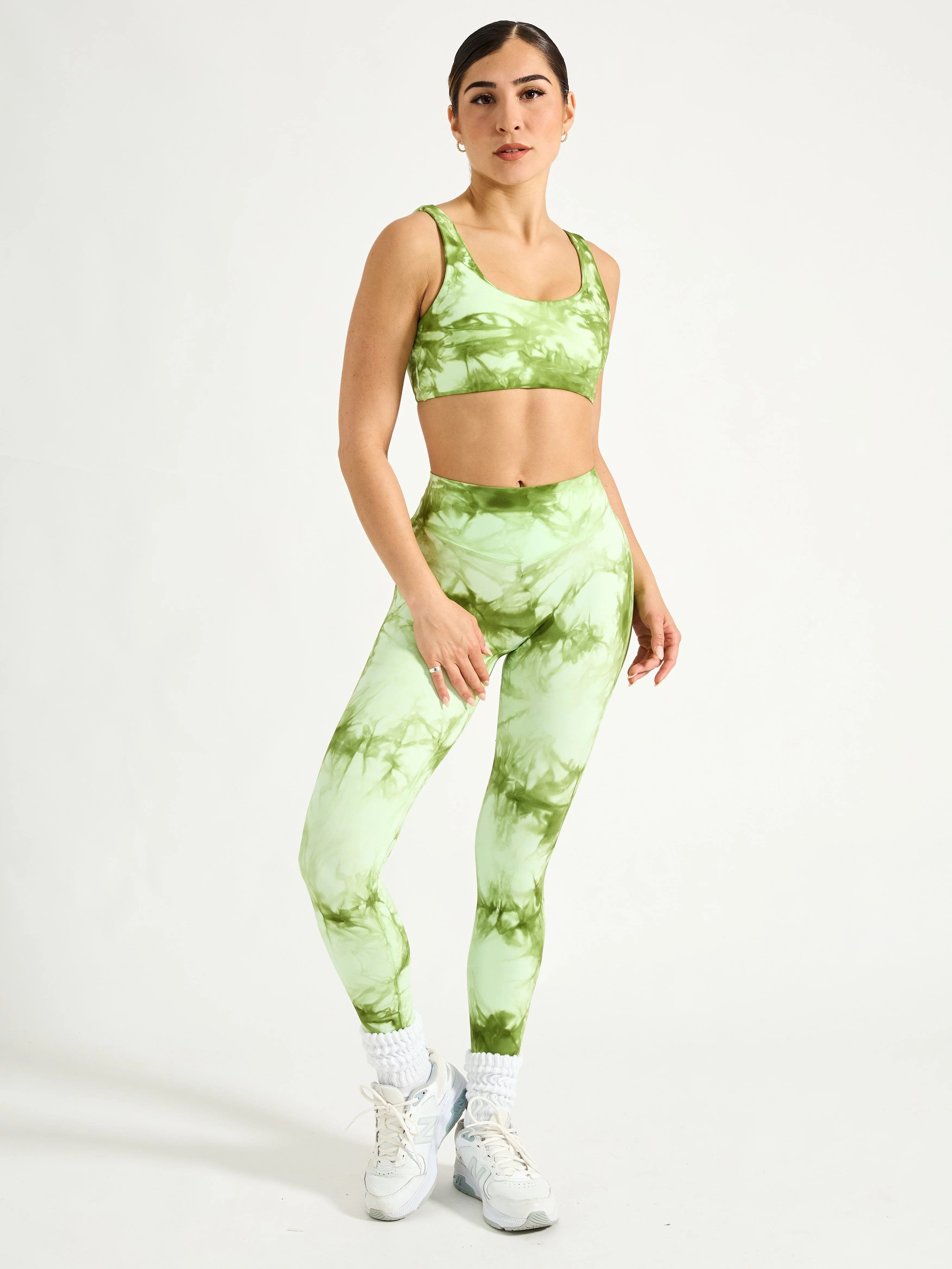 Double Dip Butter Sports Bra - Honeydew Tie Dye - Image 2