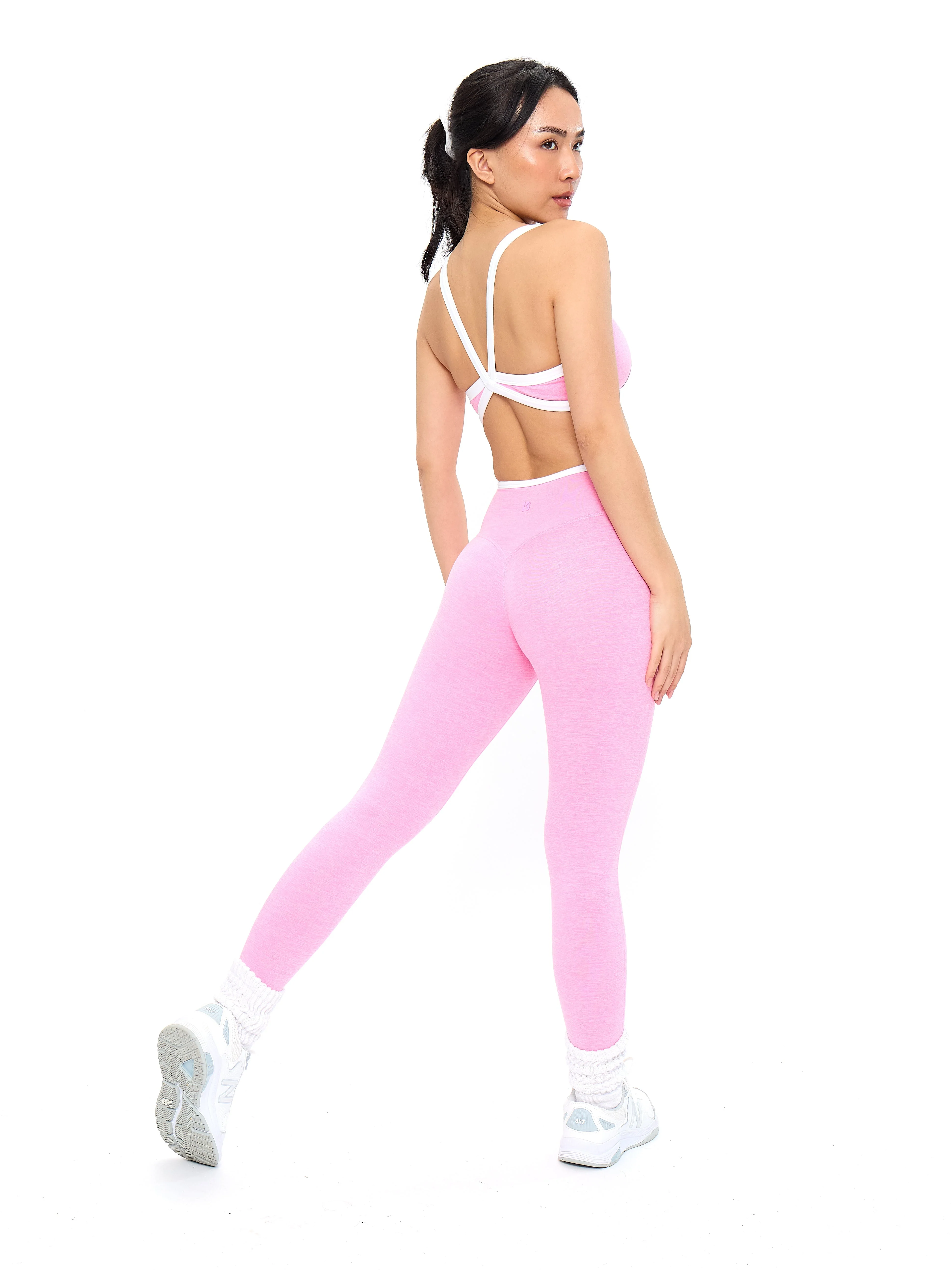 Dream Heather Contrast Sports Bra - Pink Sugar - Image 2