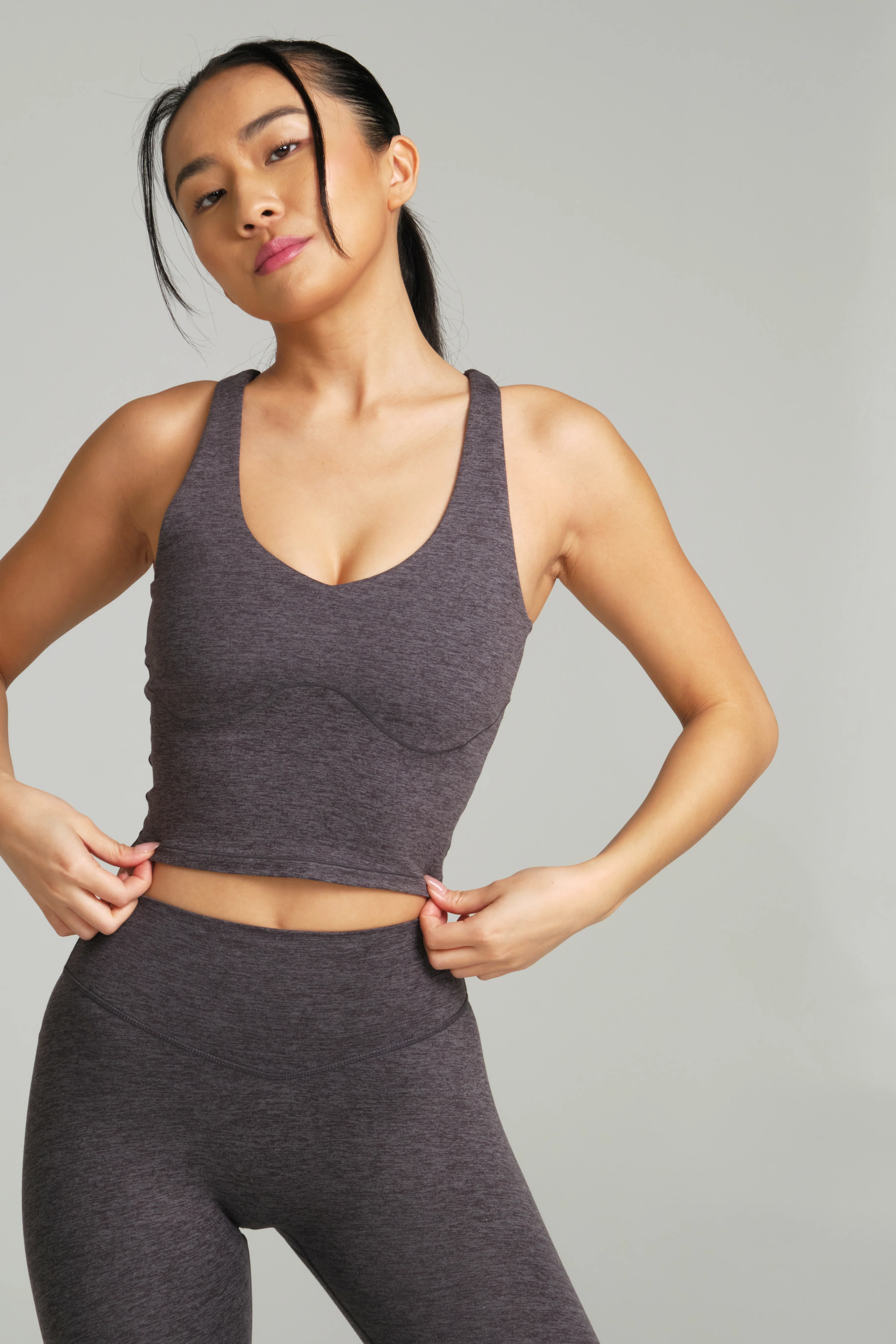 Dream Heather V Neck Tank - Heather Charcoal - Image 2