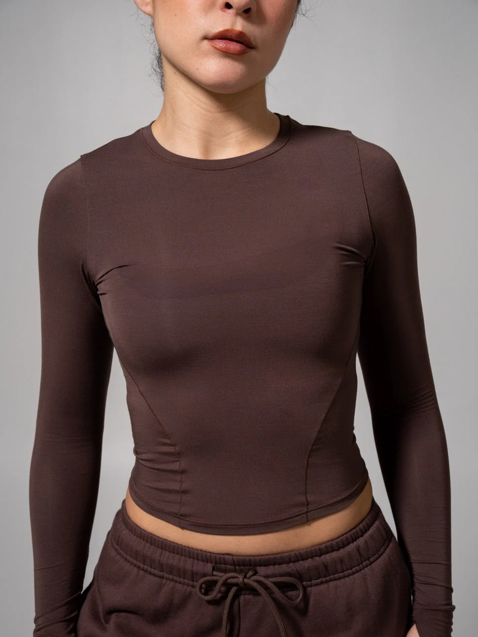 Halo Long Sleeve Baby Tee - Espresso