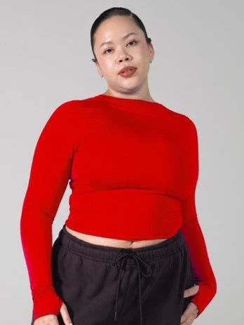 Halo Long Sleeve Baby Tee - Lipstick Red