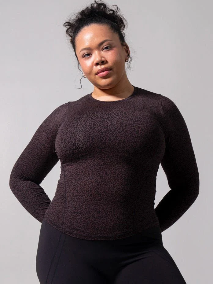 Halo Long Sleeve Hip Tee - Leopard Print