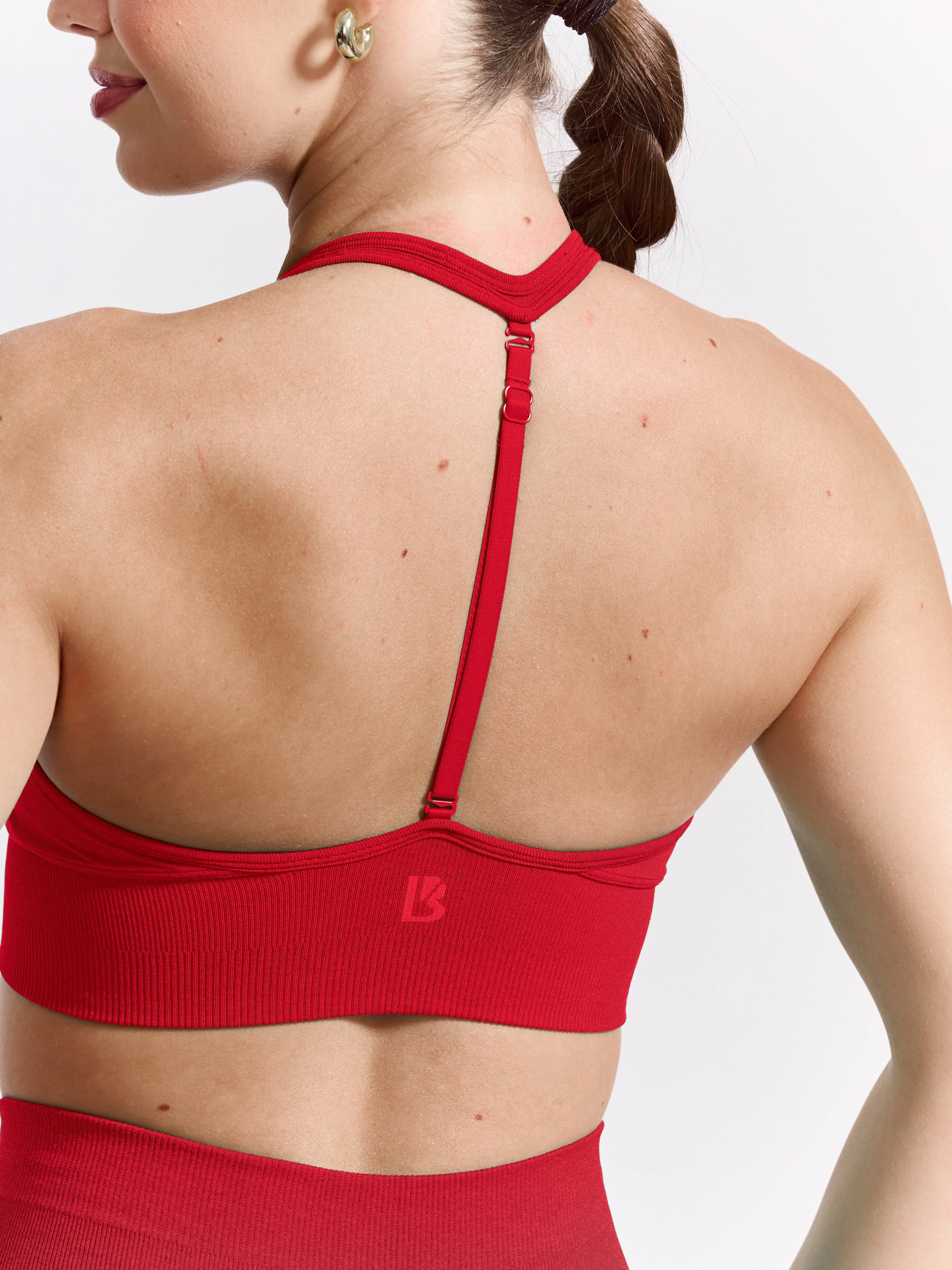 Halter Seamless Sports Bra - Salsa Red - Image 2
