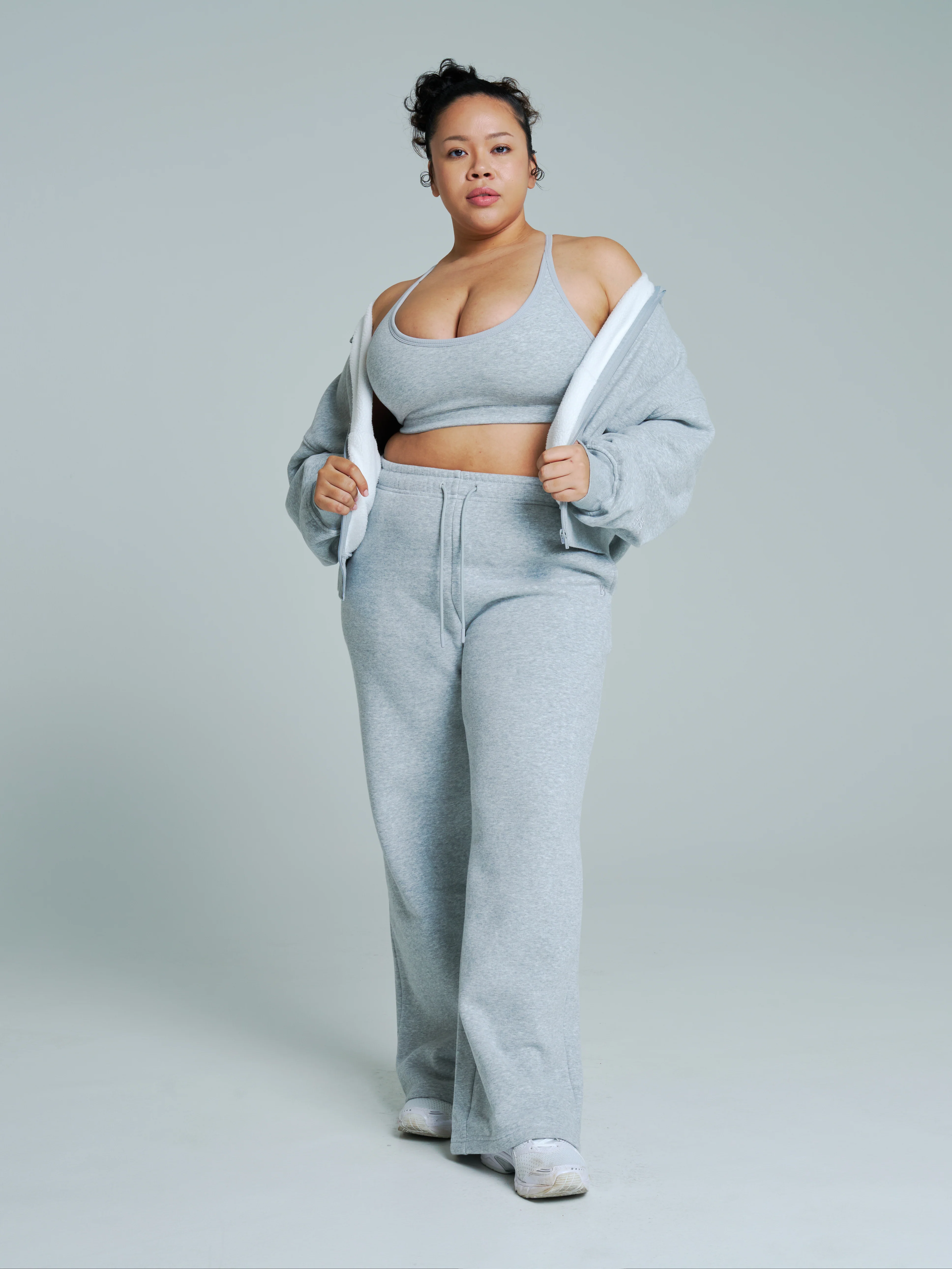 Plush Fleece Straight Leg Sweat Pant - Heather Grey