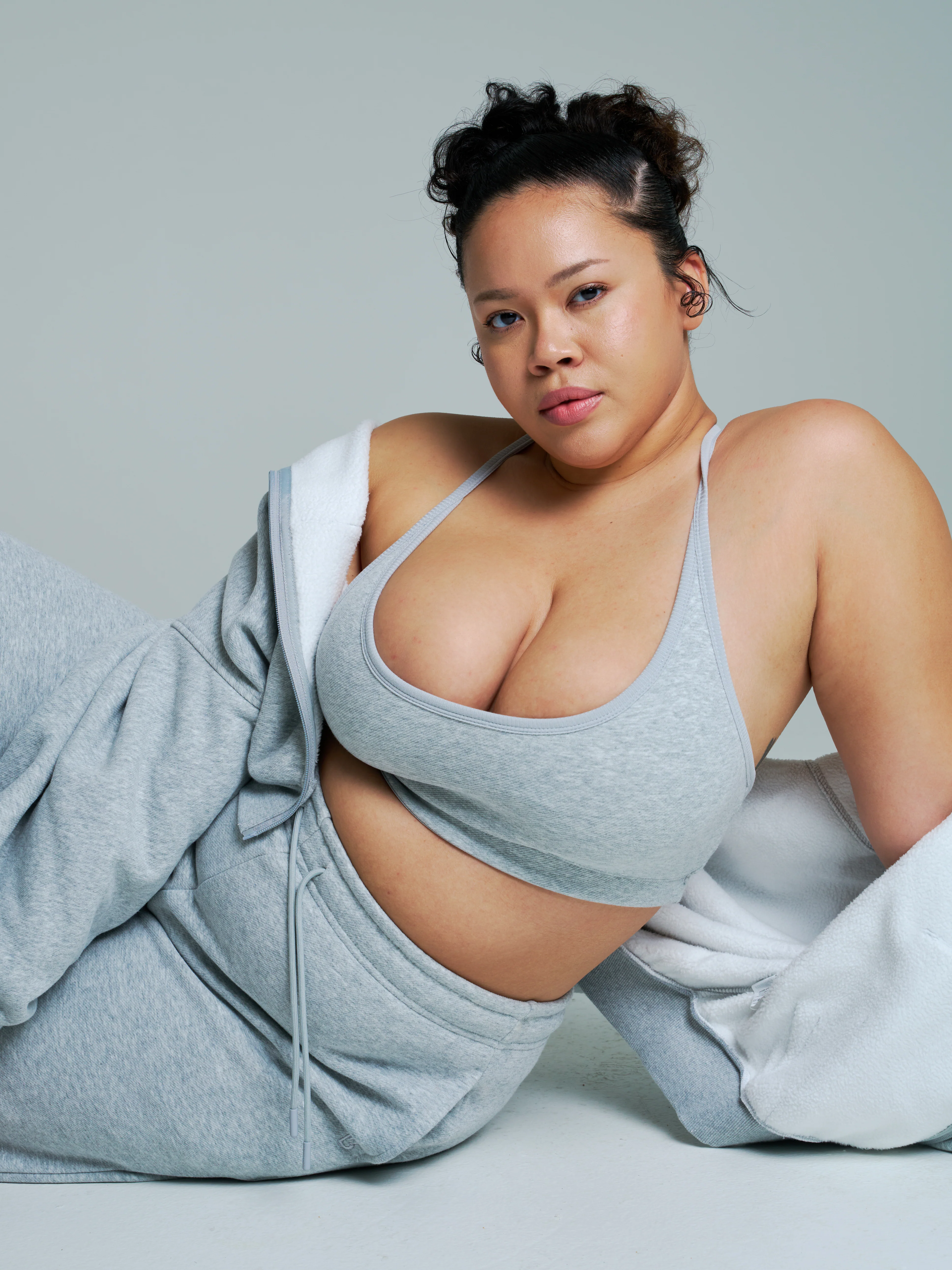 Plush Fleece Zip Hoodie - Heather Grey - Image 7